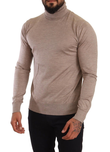 Dolce &amp; Gabbana Beige Turtleneck Cashmere-Silk Blend Sweater