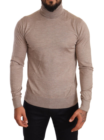 Dolce &amp; Gabbana Beige Turtleneck Cashmere-Silk Blend Sweater