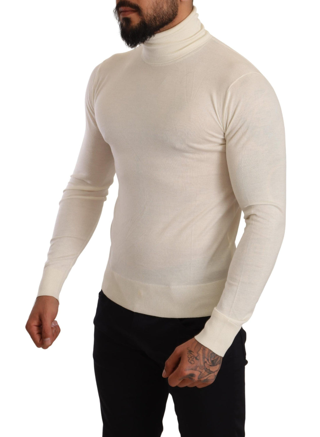 Dolce &amp; Gabbana Ivory Cashmere-Silk Blend Turtleneck Sweater