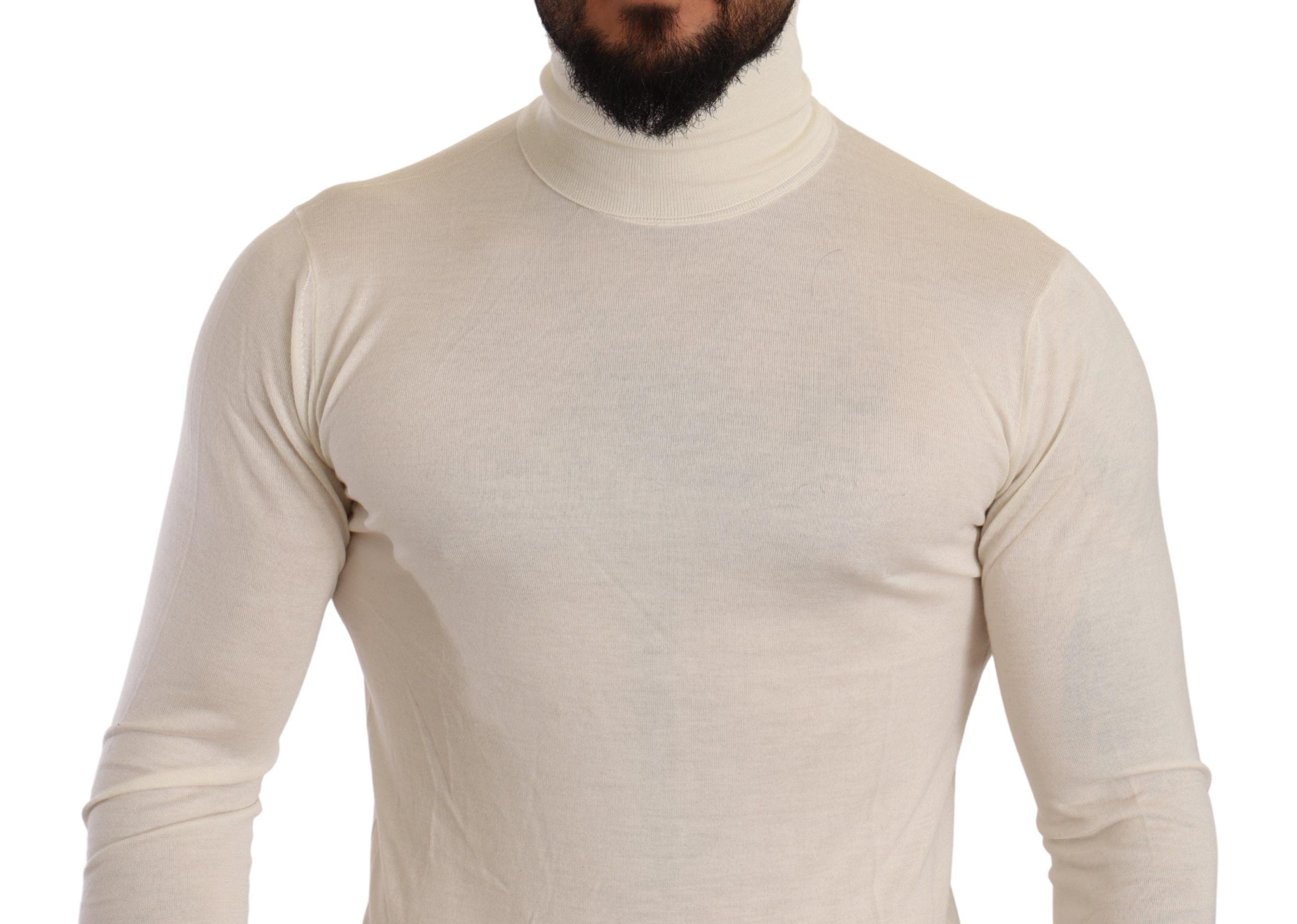 Dolce &amp; Gabbana Ivory Cashmere-Silk Blend Turtleneck Sweater