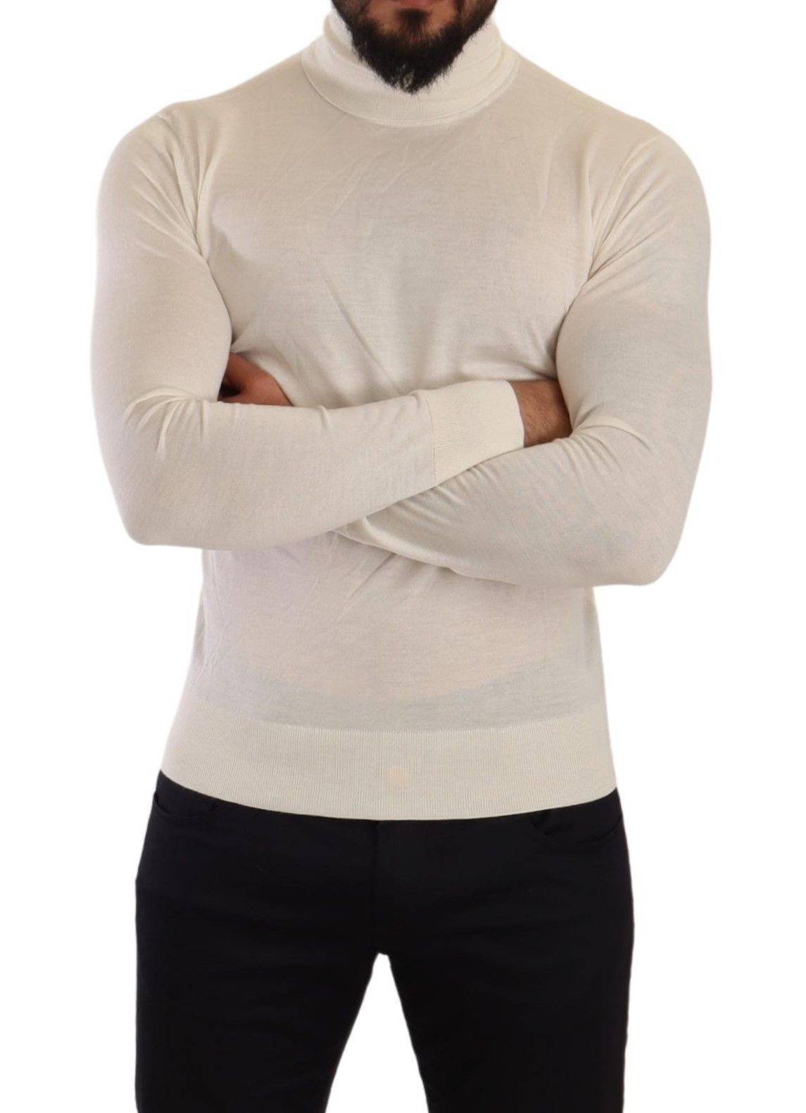 Dolce &amp; Gabbana Ivory Cashmere-Silk Blend Turtleneck Sweater