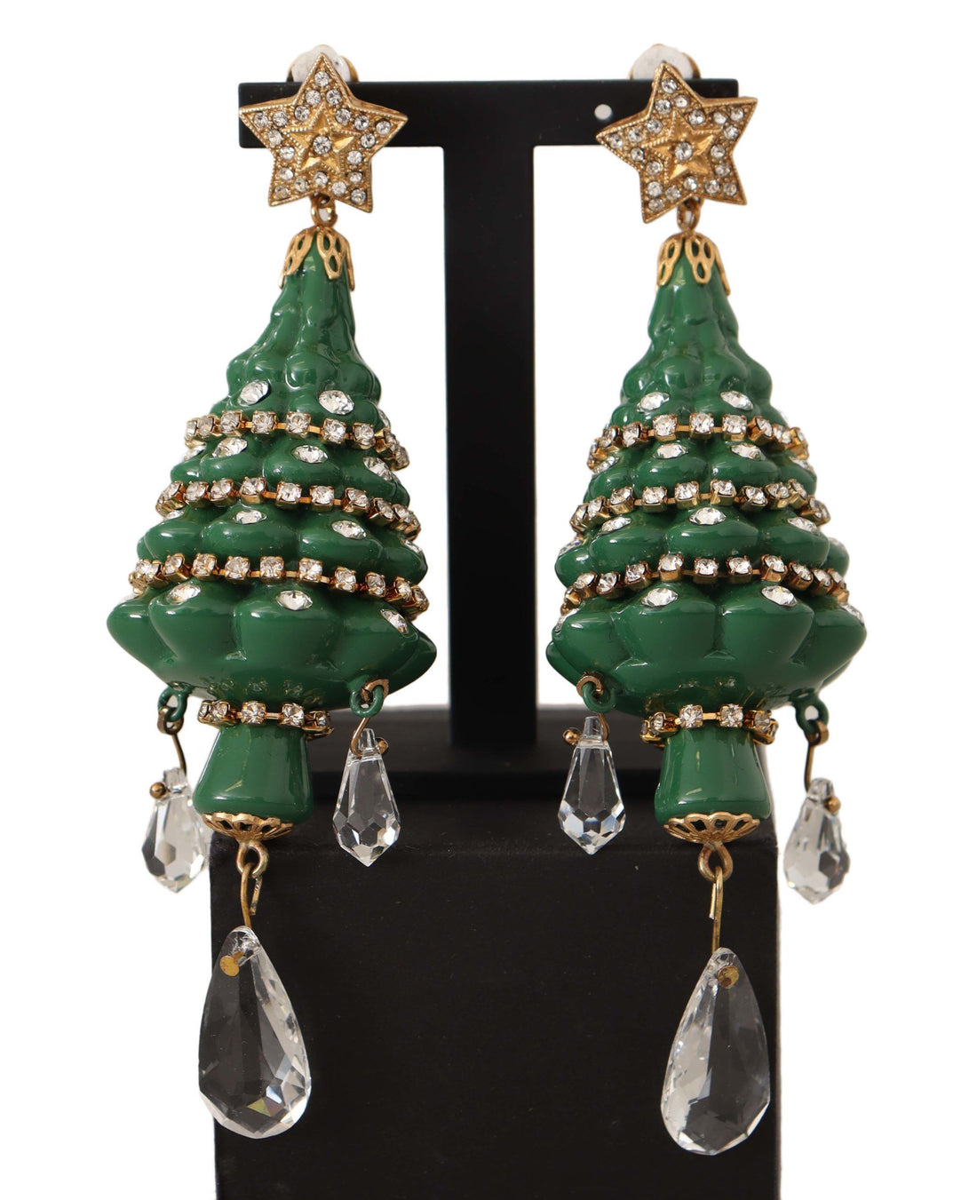 Dolce &amp; Gabbana Enchanting Crystal Christmas Tree Clip-On Earrings