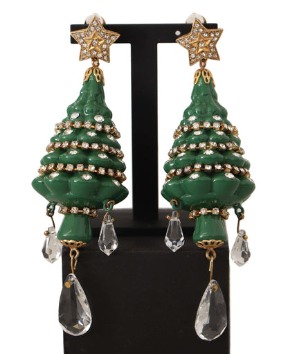 Dolce &amp; Gabbana Enchanting Crystal Christmas Tree Clip-On Earrings