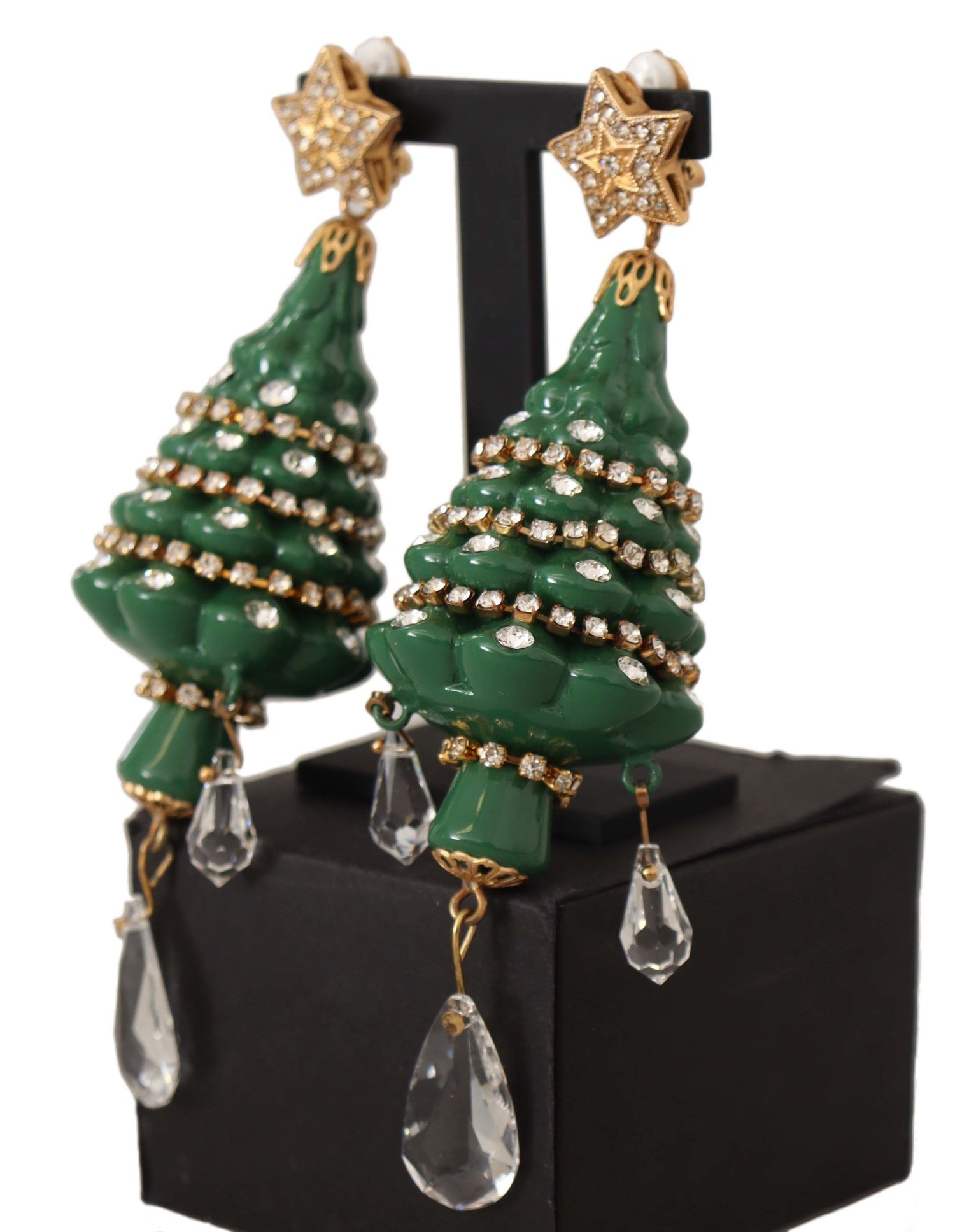 Dolce &amp; Gabbana Enchanting Crystal Christmas Tree Clip-On Earrings