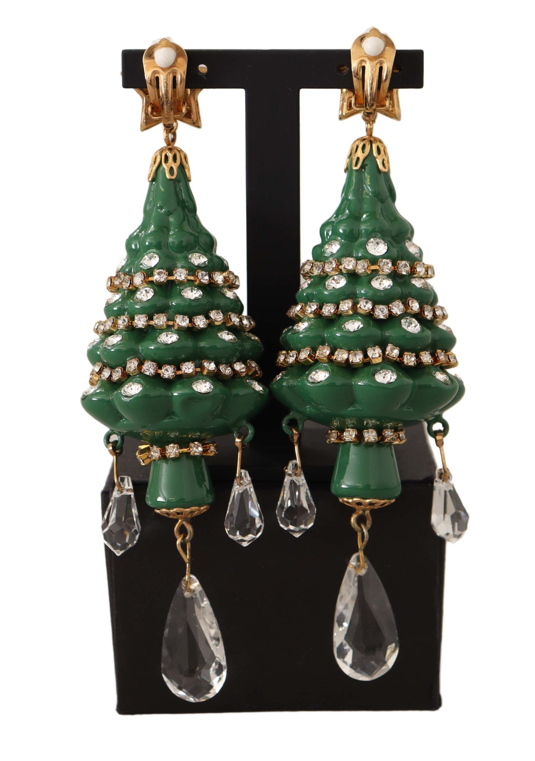 Dolce &amp; Gabbana Enchanting Crystal Christmas Tree Clip-On Earrings