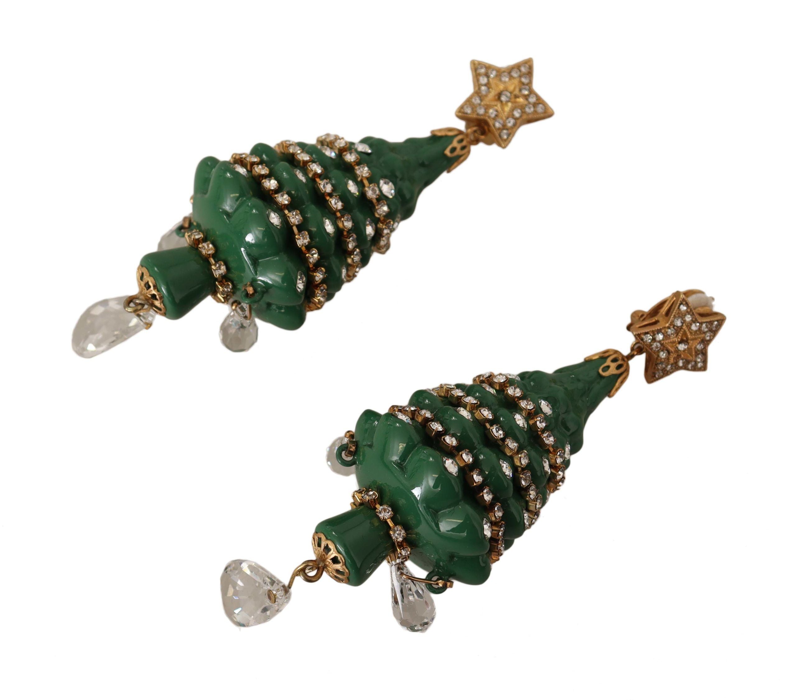 Dolce &amp; Gabbana Enchanting Crystal Christmas Tree Clip-On Earrings