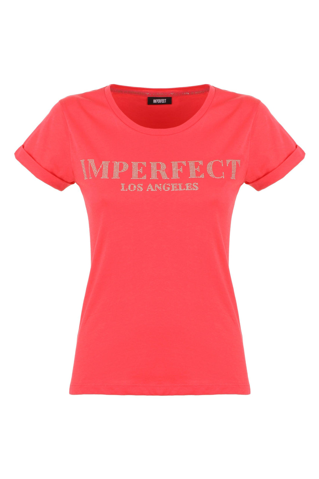 Imperfect Chic Pink Cotton Logo Tee for Women