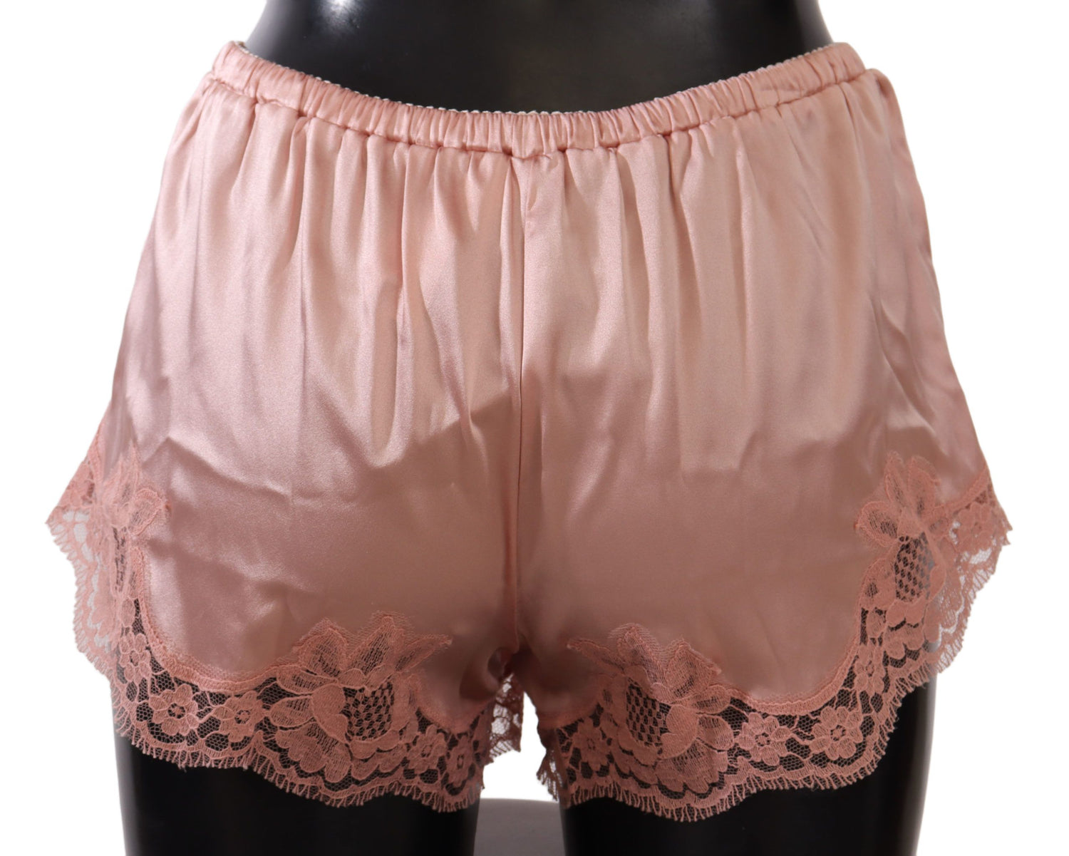 Dolce &amp; Gabbana Elegant Powder Pink Silk Lace Lingerie Shorts