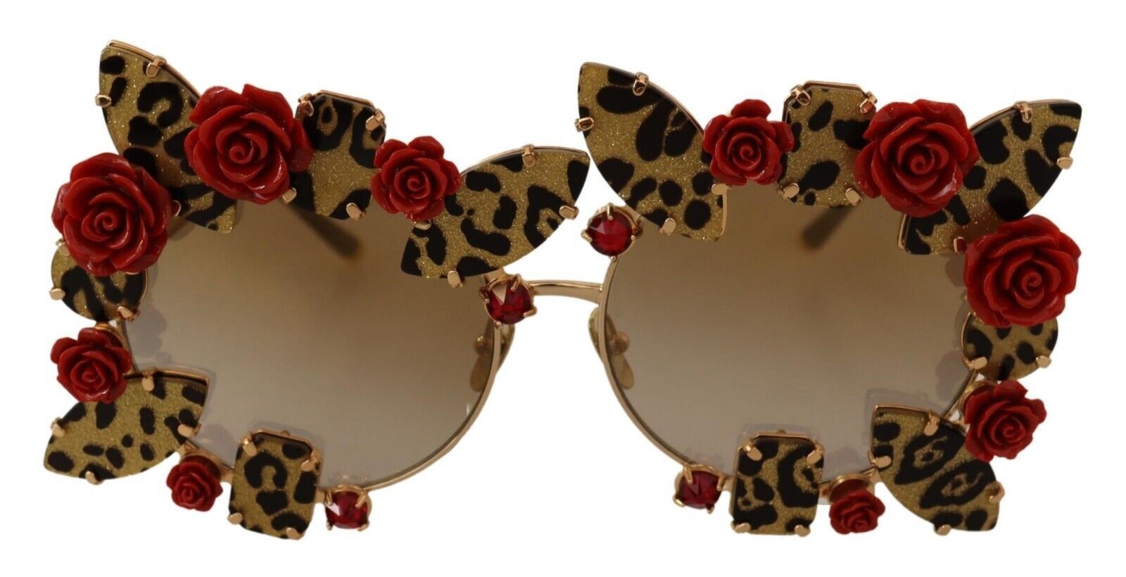 Dolce &amp; Gabbana Elegant Round Metal Sunglasses with Rose Detail