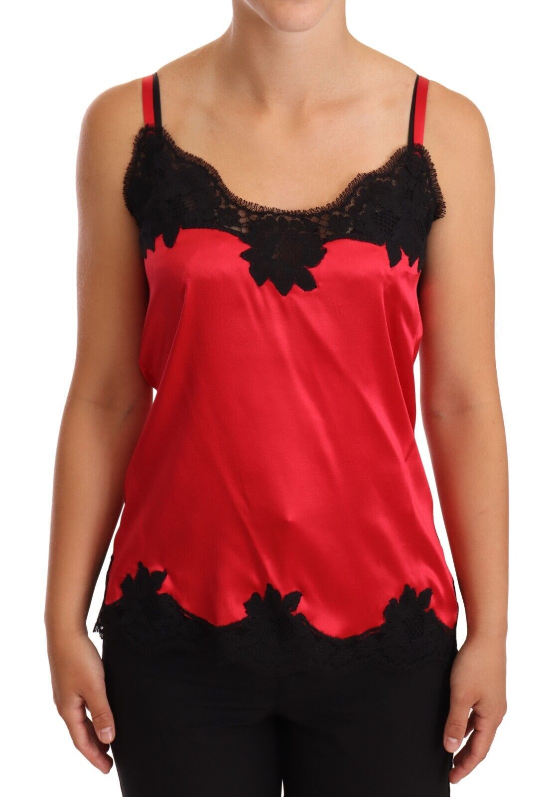 Dolce &amp; Gabbana Silk Blend Lace-Trim Camisole in Red &amp; Black