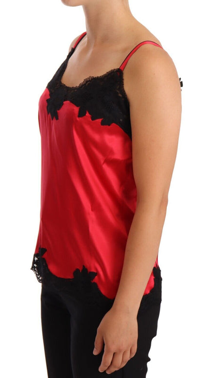 Dolce &amp; Gabbana Silk Blend Lace-Trim Camisole in Red &amp; Black