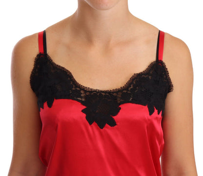 Dolce &amp; Gabbana Silk Blend Lace-Trim Camisole in Red &amp; Black