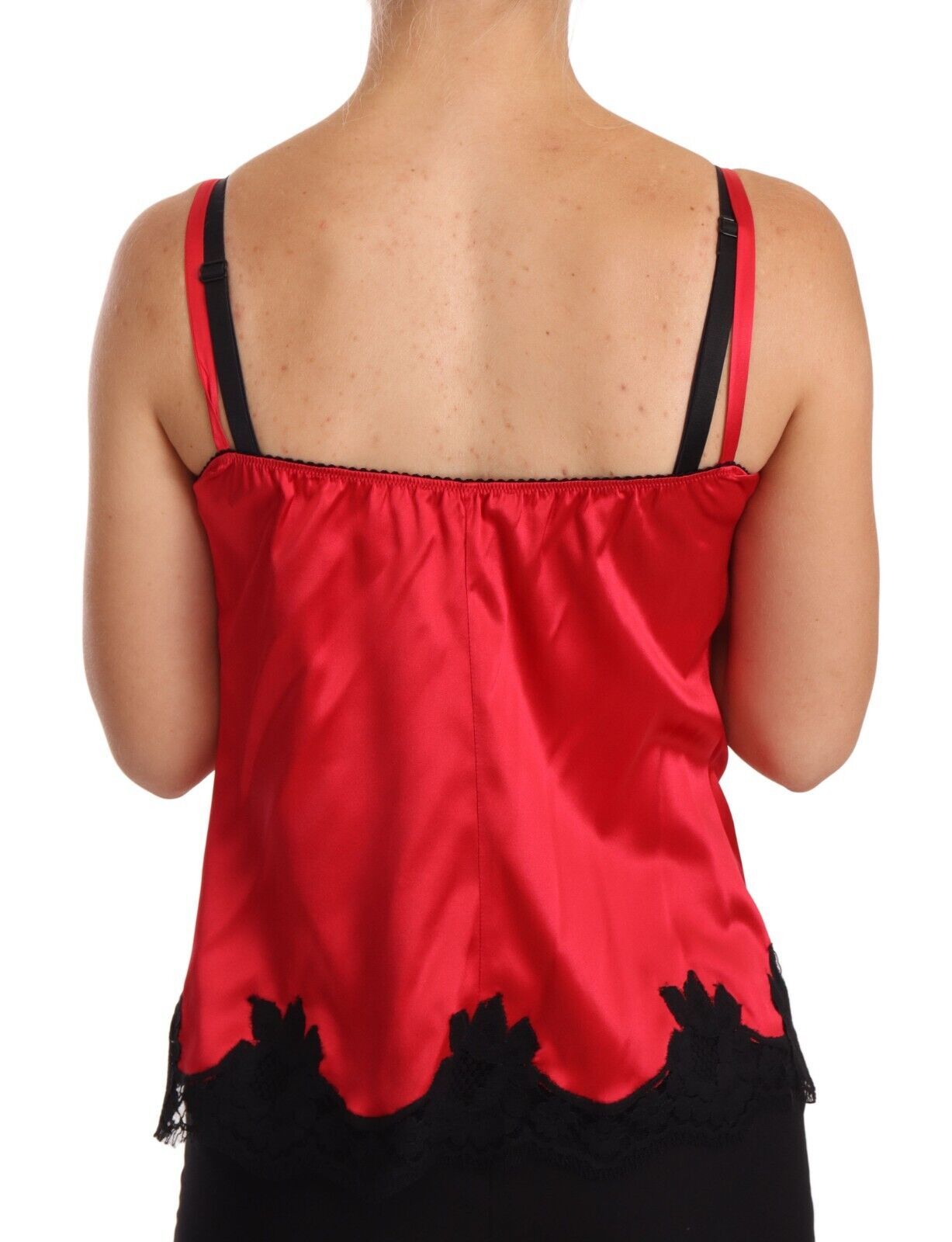 Dolce &amp; Gabbana Silk Blend Lace-Trim Camisole in Red &amp; Black