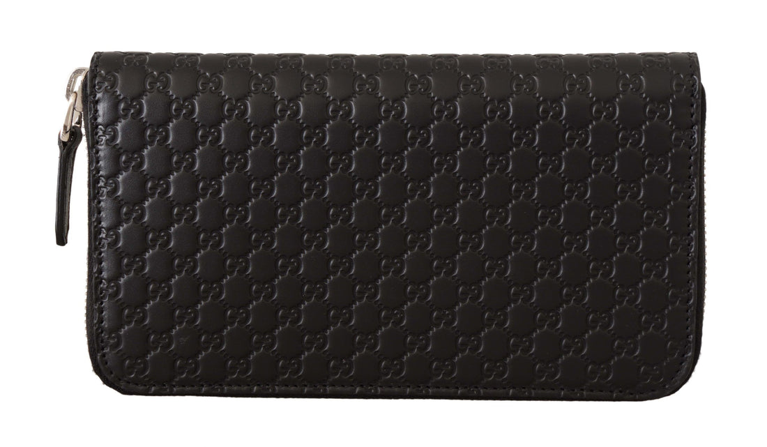 Gucci Elegant Black Leather Zip-Around Wallet