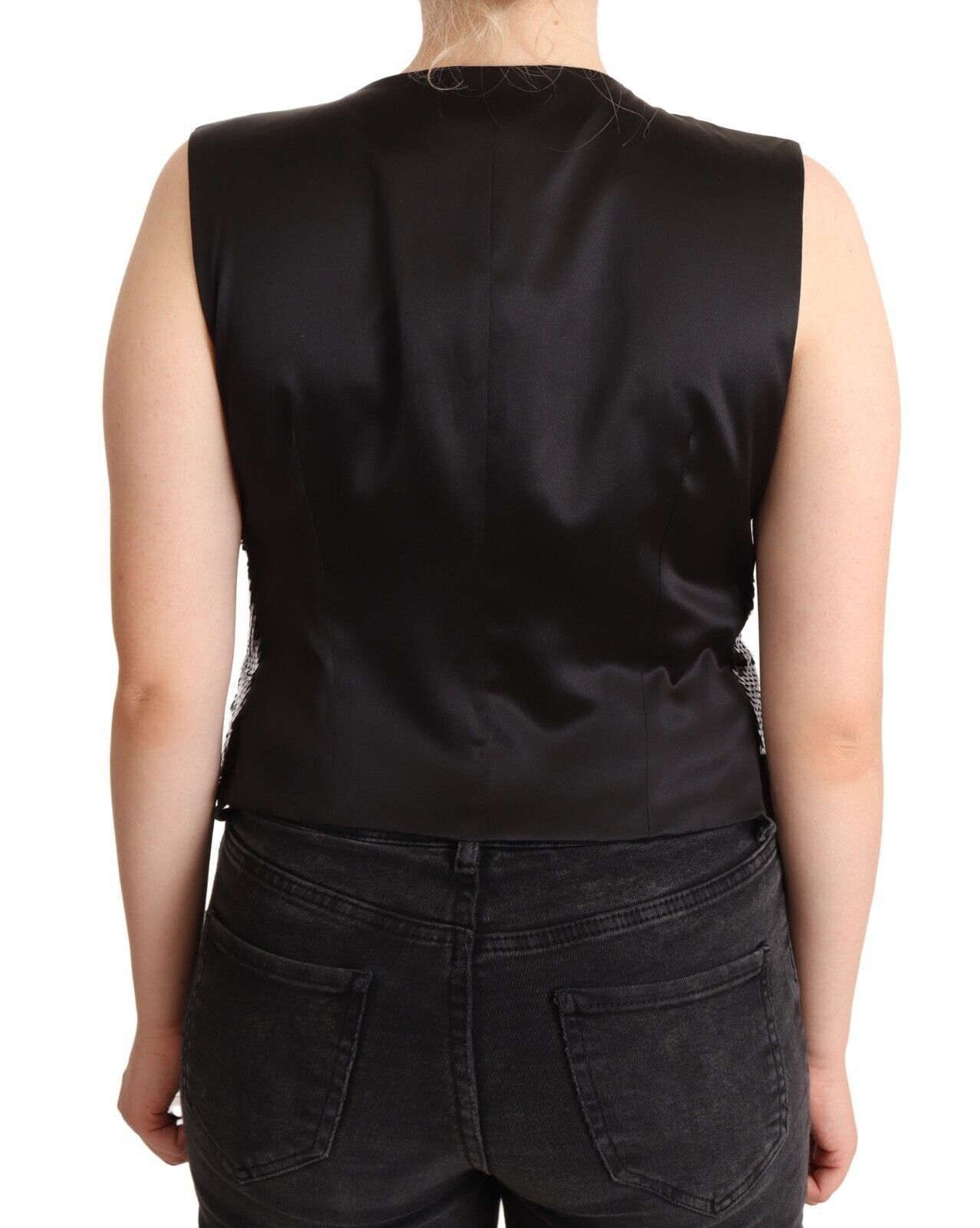 Dolce &amp; Gabbana Elegant Black Sequined Sleeveless Vest Top