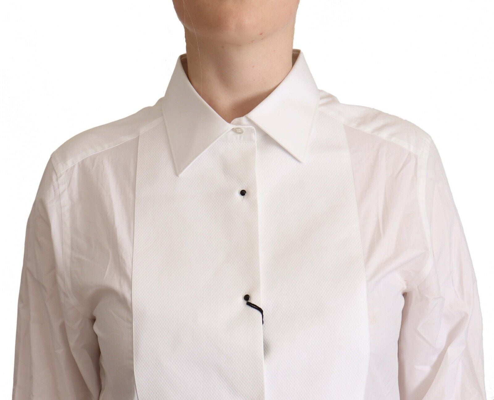 Dolce &amp; Gabbana Elegant White Cotton Collared Top