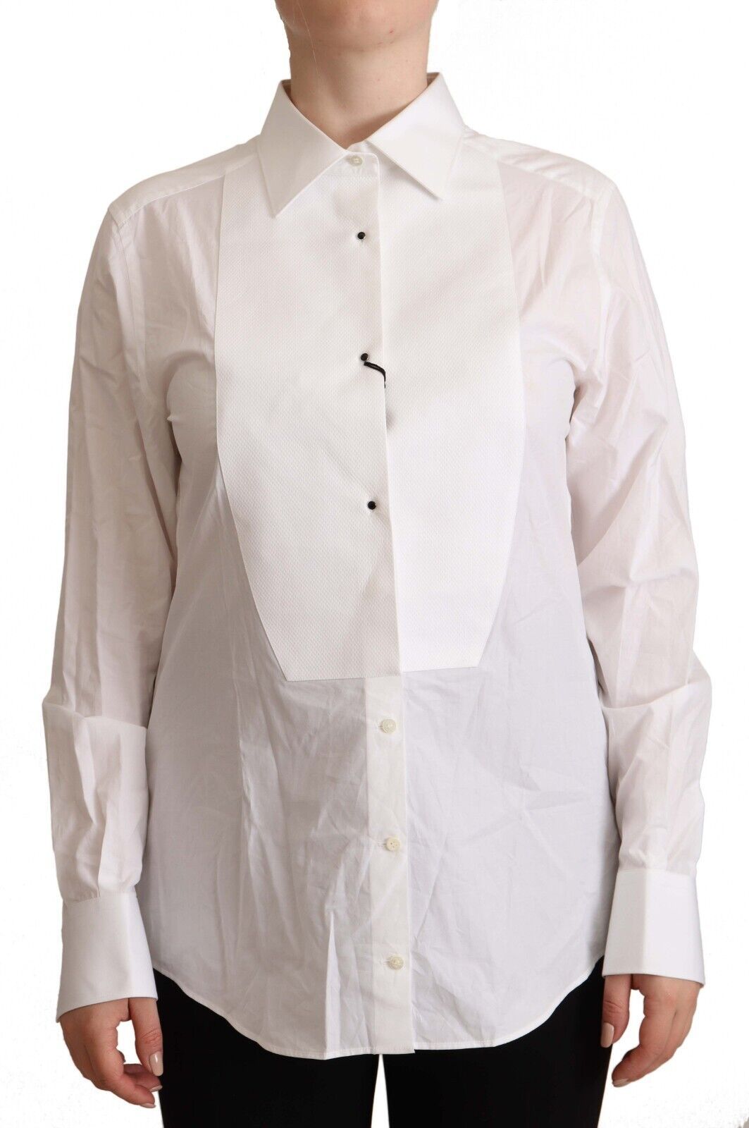 Dolce &amp; Gabbana Elegant White Cotton Collared Top