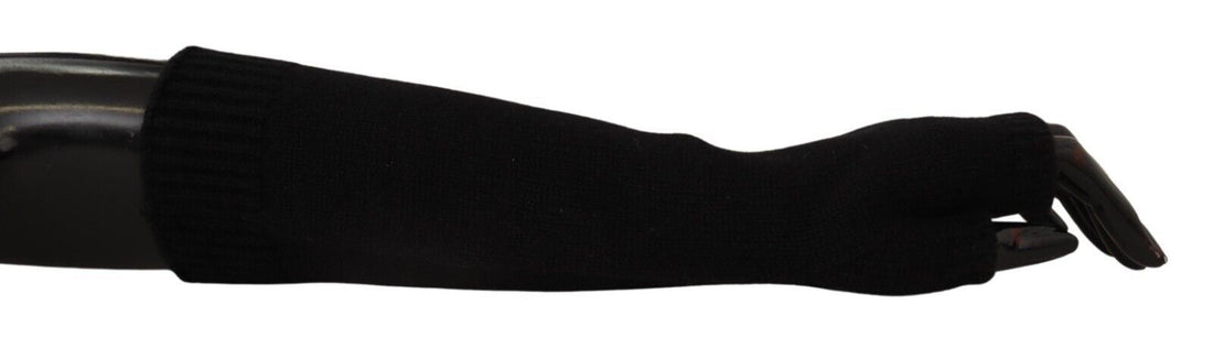 Dolce &amp; Gabbana Elegant Black Cashmere Fingerless Gloves