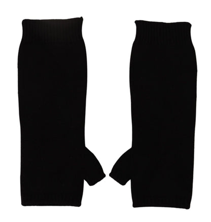 Dolce &amp; Gabbana Elegant Black Cashmere Fingerless Gloves