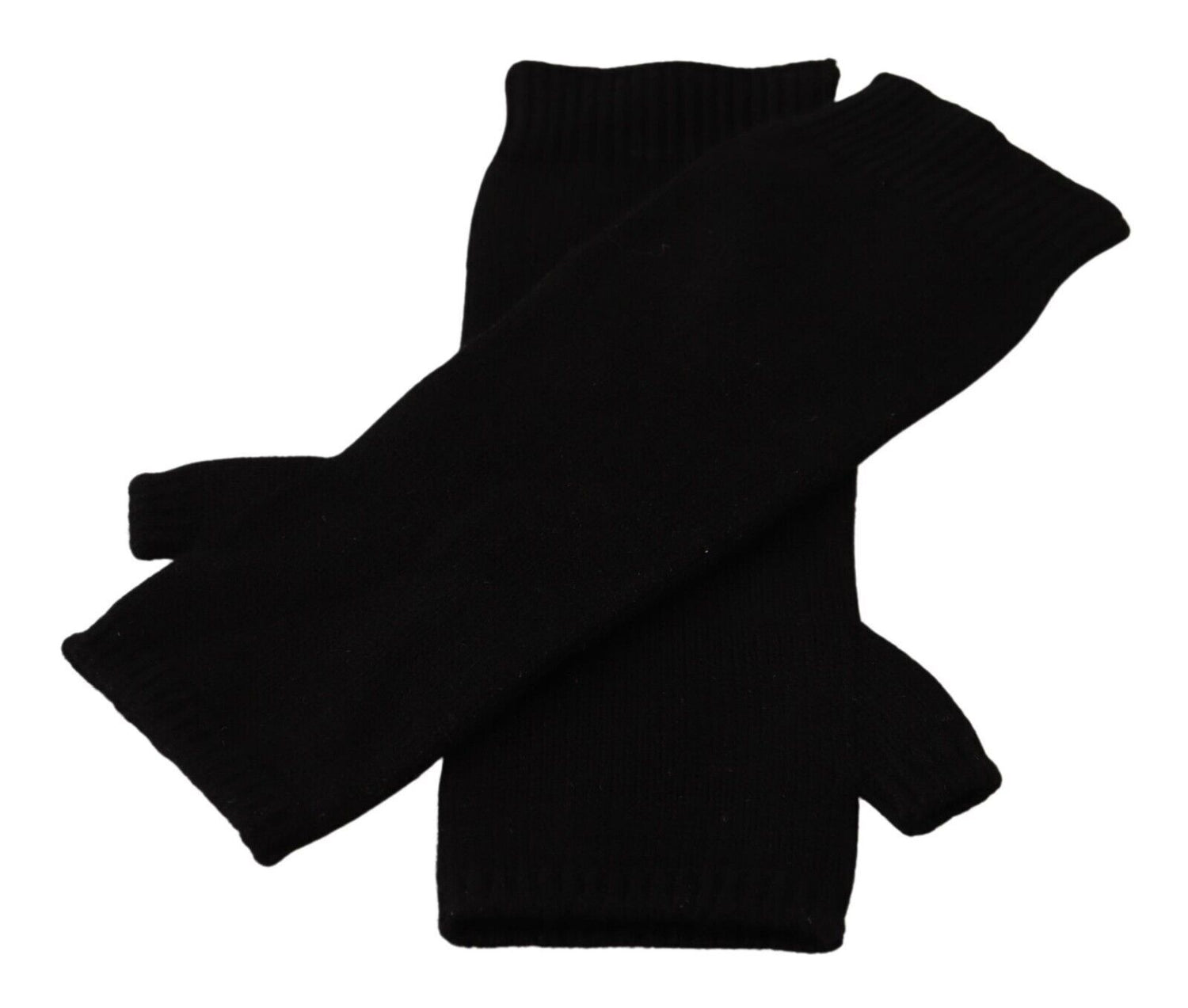 Dolce &amp; Gabbana Elegant Black Cashmere Fingerless Gloves