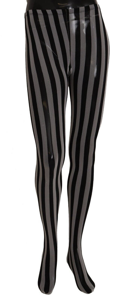 Dolce &amp; Gabbana Black and White Striped Luxury Tights