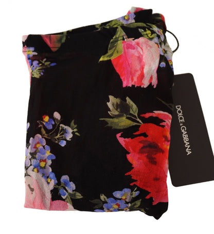 Dolce &amp; Gabbana Floral Noir Nylon Tights - Elegance in Bloom