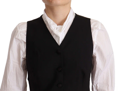 Dolce &amp; Gabbana Elegant Black Wool Blend Waistcoat