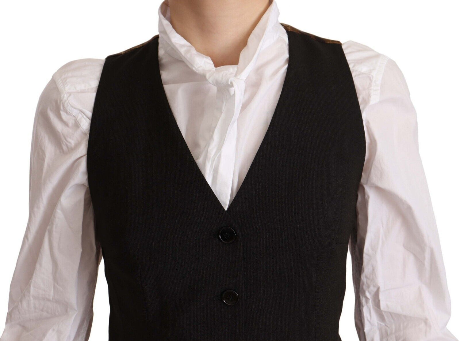 Dolce &amp; Gabbana Elegant Black Buttoned Vest Top