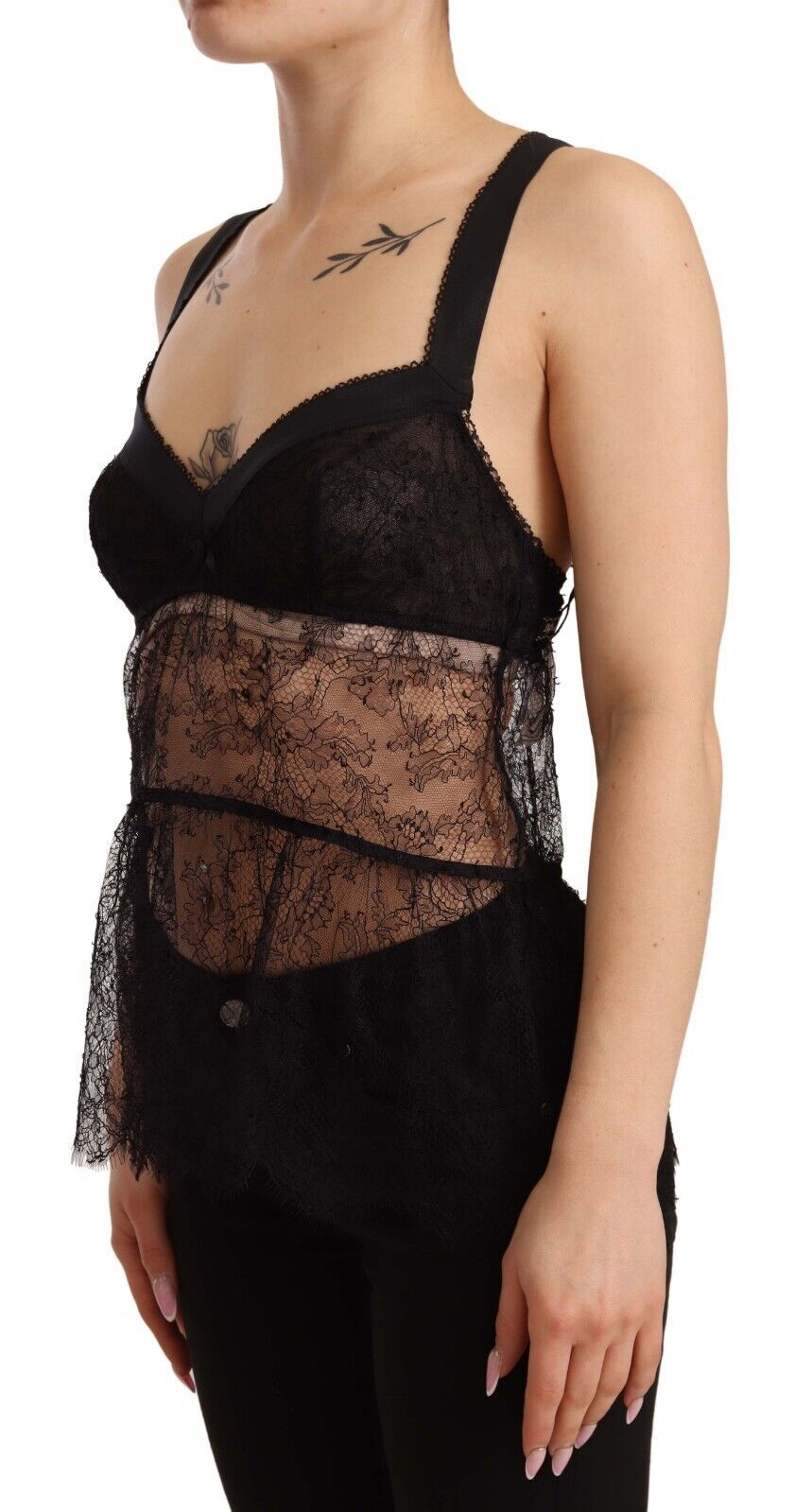 Dolce &amp; Gabbana Elegant Black Silk Lingerie Chemise