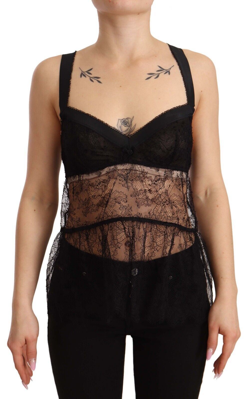 Dolce &amp; Gabbana Elegant Black Silk Lingerie Chemise