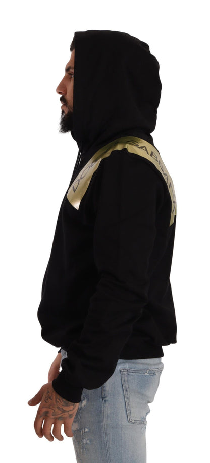 Dolce &amp; Gabbana Elevate Your Style with a Black Golden-Logo Pullover