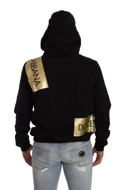 Dolce &amp; Gabbana Elevate Your Style with a Black Golden-Logo Pullover