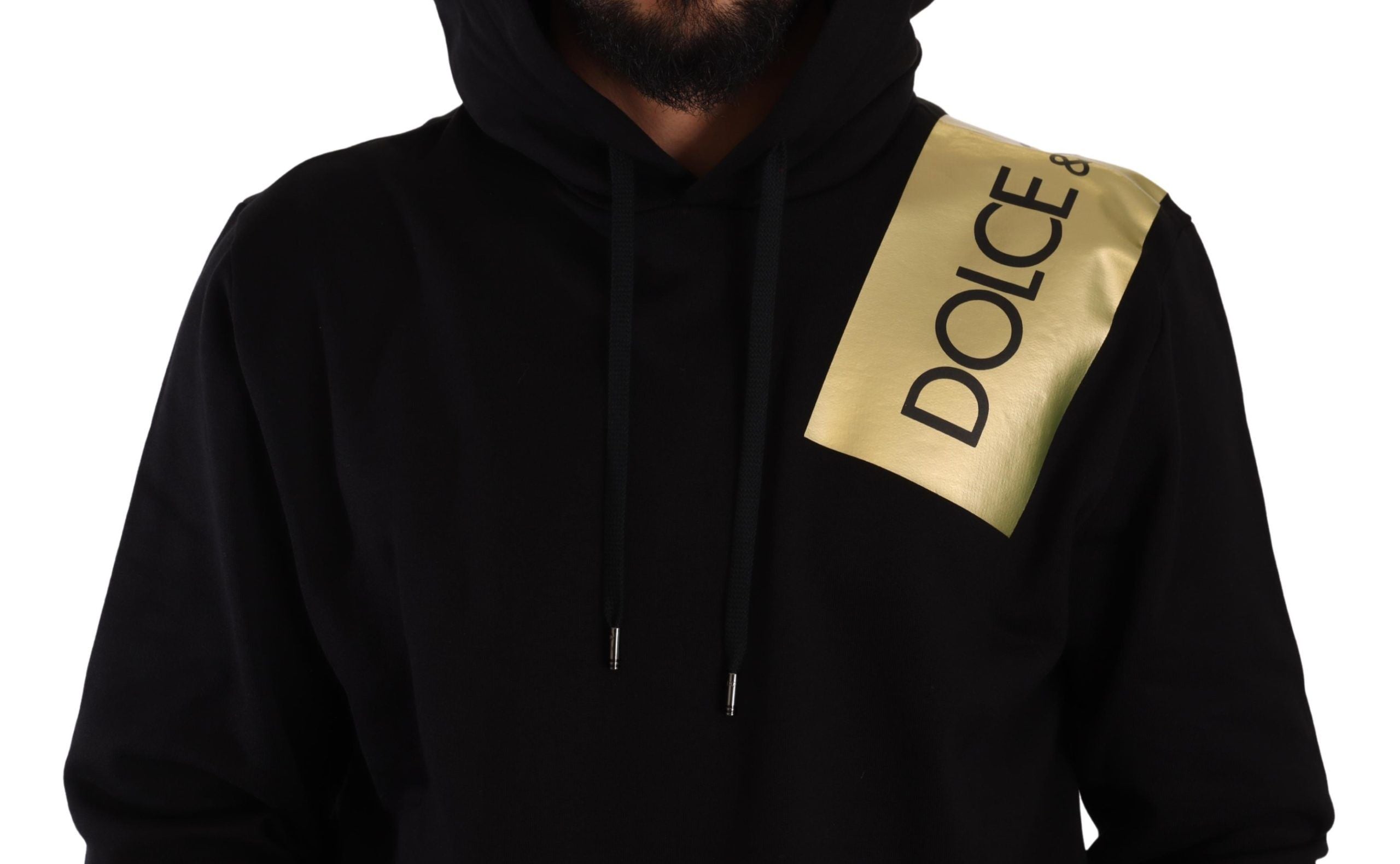 Dolce &amp; Gabbana Elevate Your Style with a Black Golden-Logo Pullover