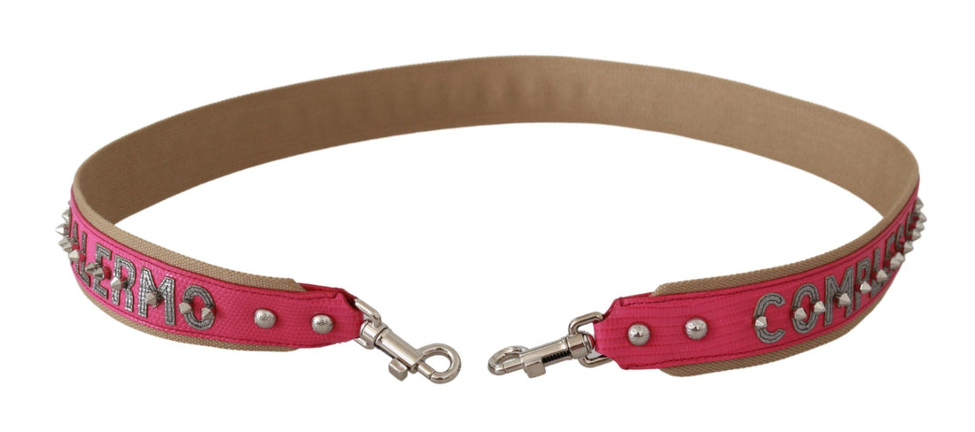 Dolce &amp; Gabbana Pink Leather Shoulder Strap with Silver Details