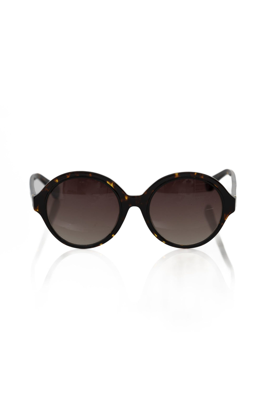 Frankie Morello Chic Black Turtle Pattern Round Sunglasses