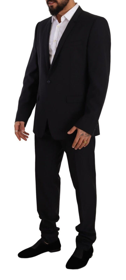 Dolce &amp; Gabbana Elegant Navy Slim Fit Wool Silk Two-Piece Suit