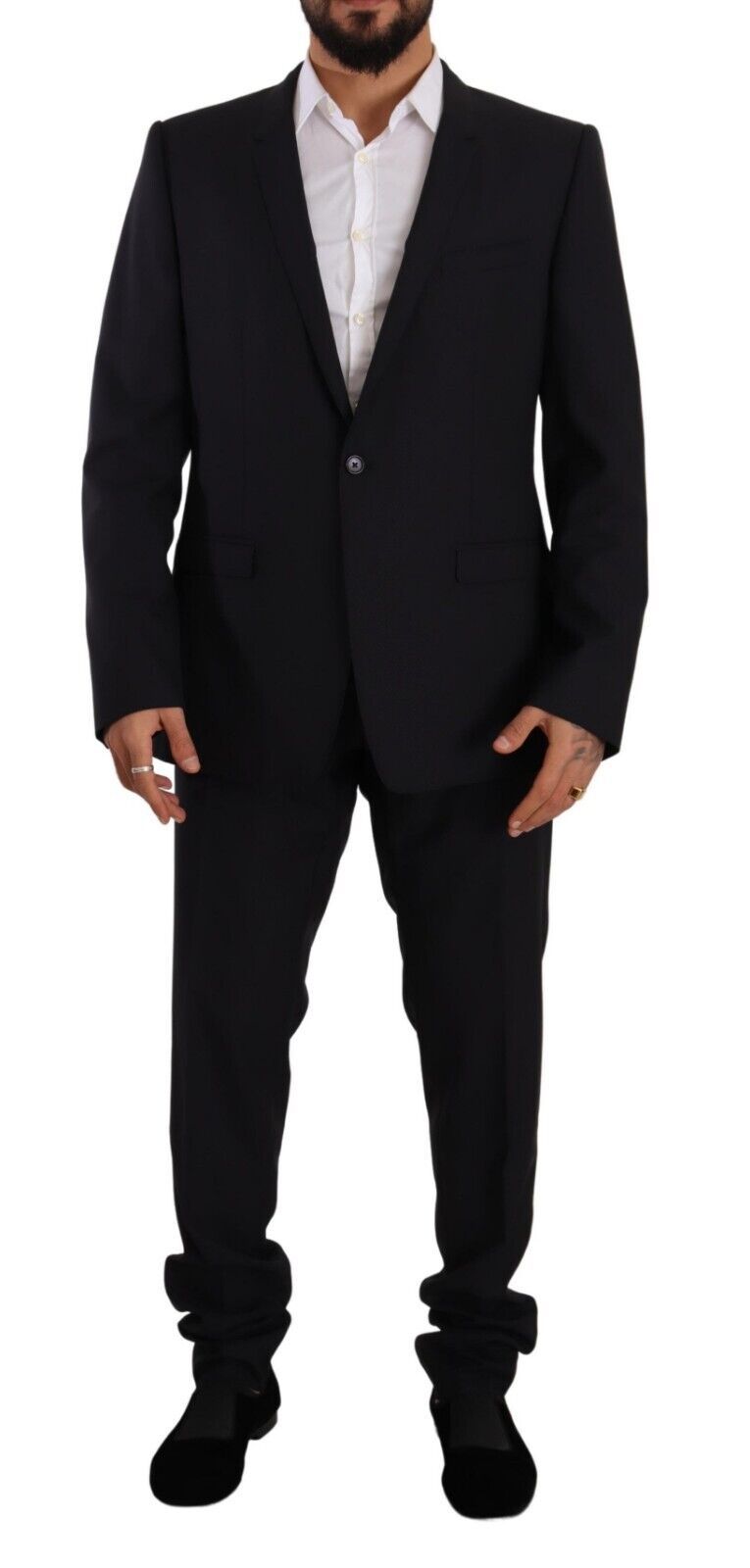 Dolce &amp; Gabbana Elegant Navy Slim Fit Wool Silk Two-Piece Suit