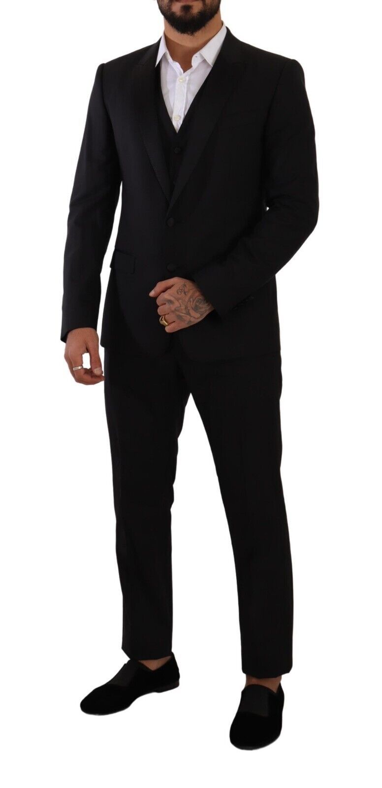 Dolce &amp; Gabbana Elegant Black Three-Piece Martini Fit Suit