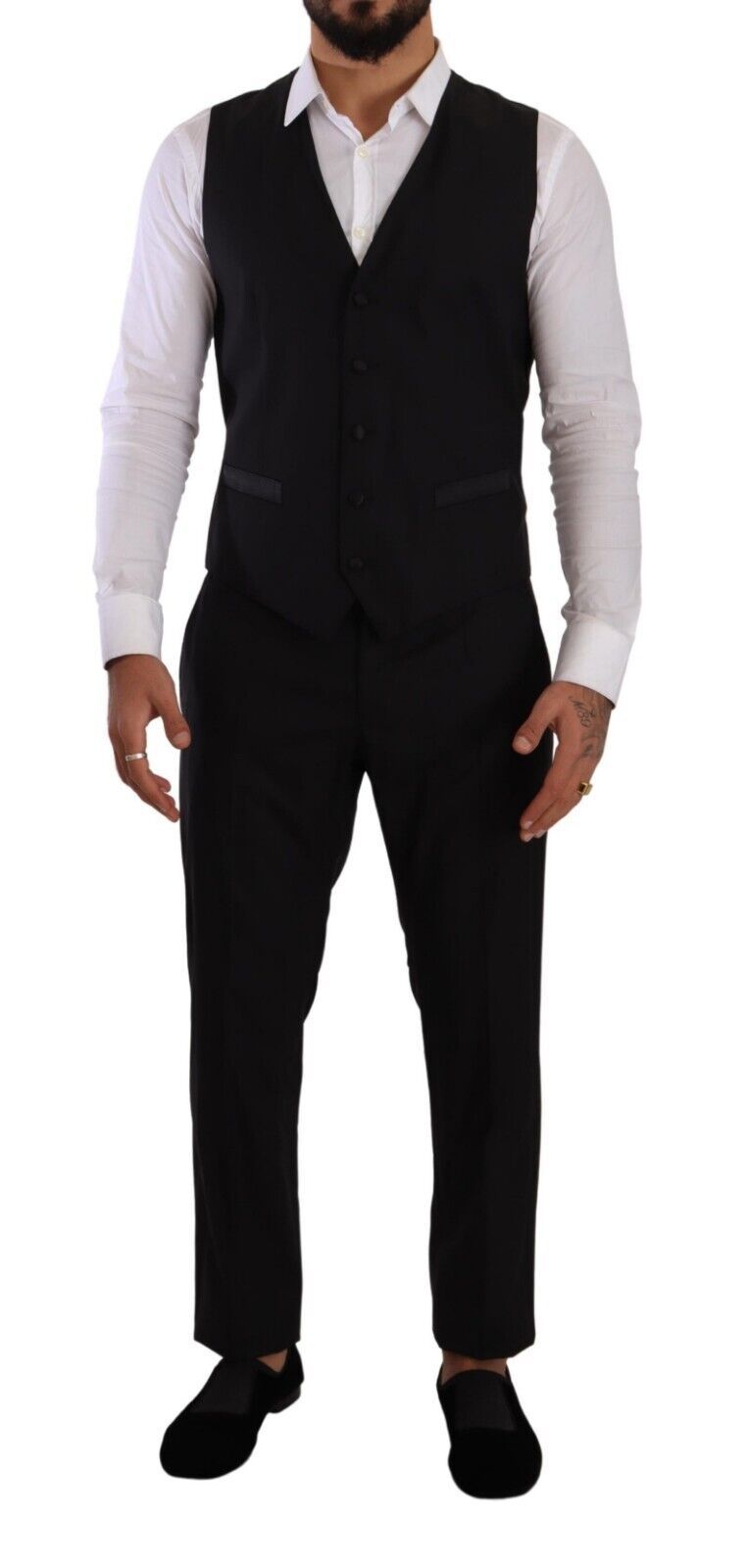 Dolce &amp; Gabbana Elegant Black Three-Piece Martini Fit Suit