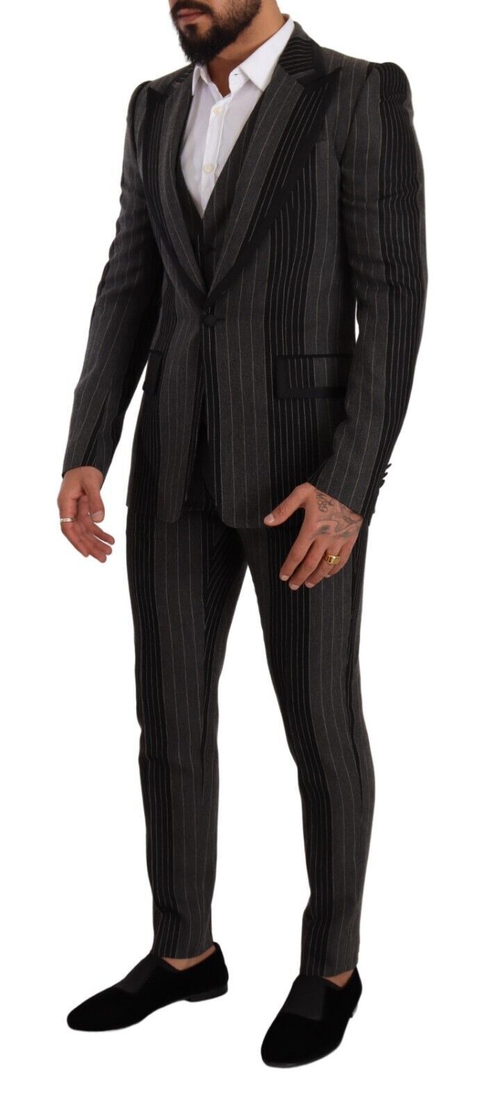 Dolce &amp; Gabbana Elegant Striped Three-Piece Suit