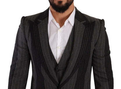 Dolce &amp; Gabbana Elegant Striped Three-Piece Suit