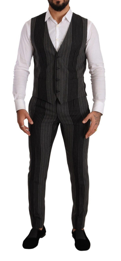 Dolce &amp; Gabbana Elegant Striped Three-Piece Suit