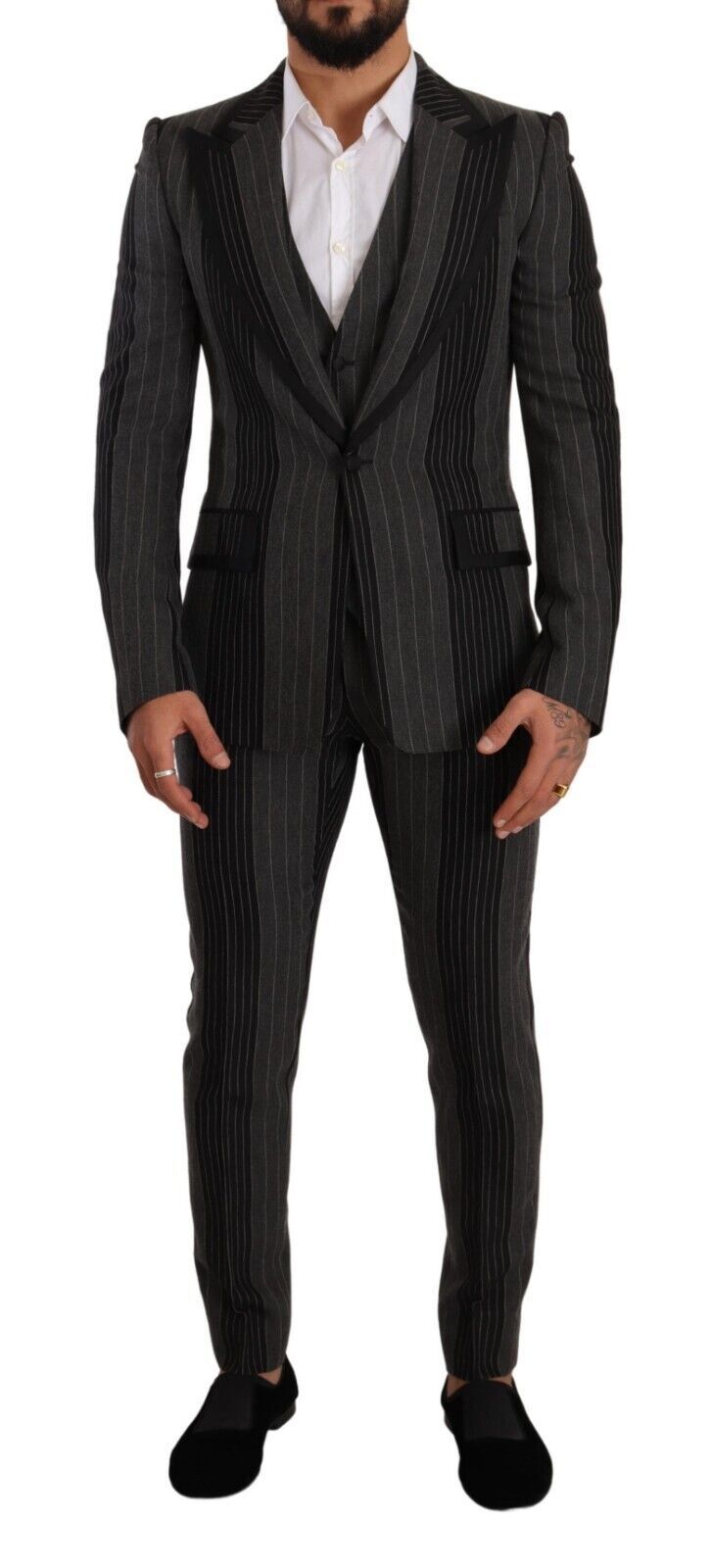 Dolce &amp; Gabbana Elegant Striped Three-Piece Suit