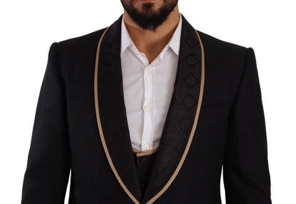 Dolce &amp; Gabbana Elegant Black Silk Blend 3-Piece Suit