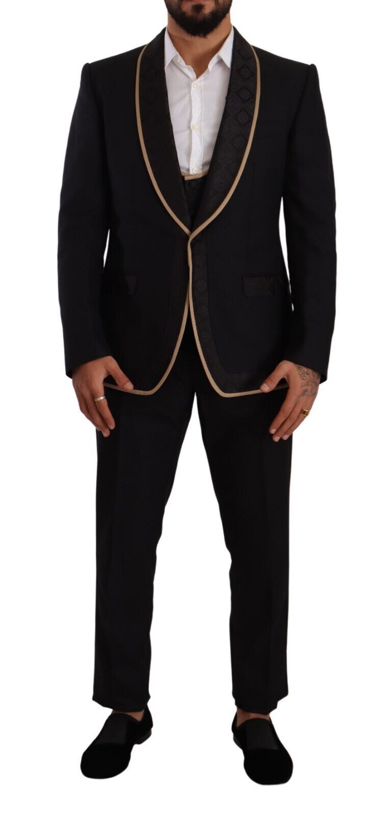 Dolce &amp; Gabbana Elegant Black Silk Blend 3-Piece Suit