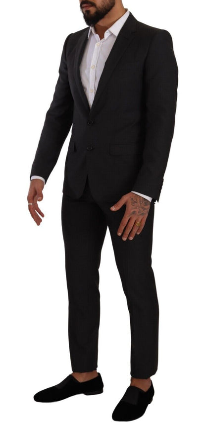 Dolce &amp; Gabbana Elegant Black Wool Martini Suit