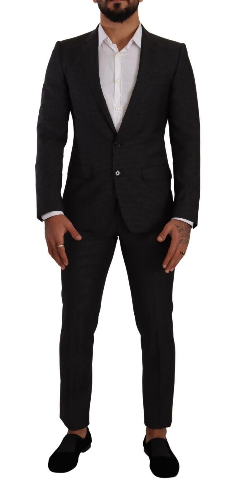 Dolce &amp; Gabbana Elegant Black Wool Martini Suit