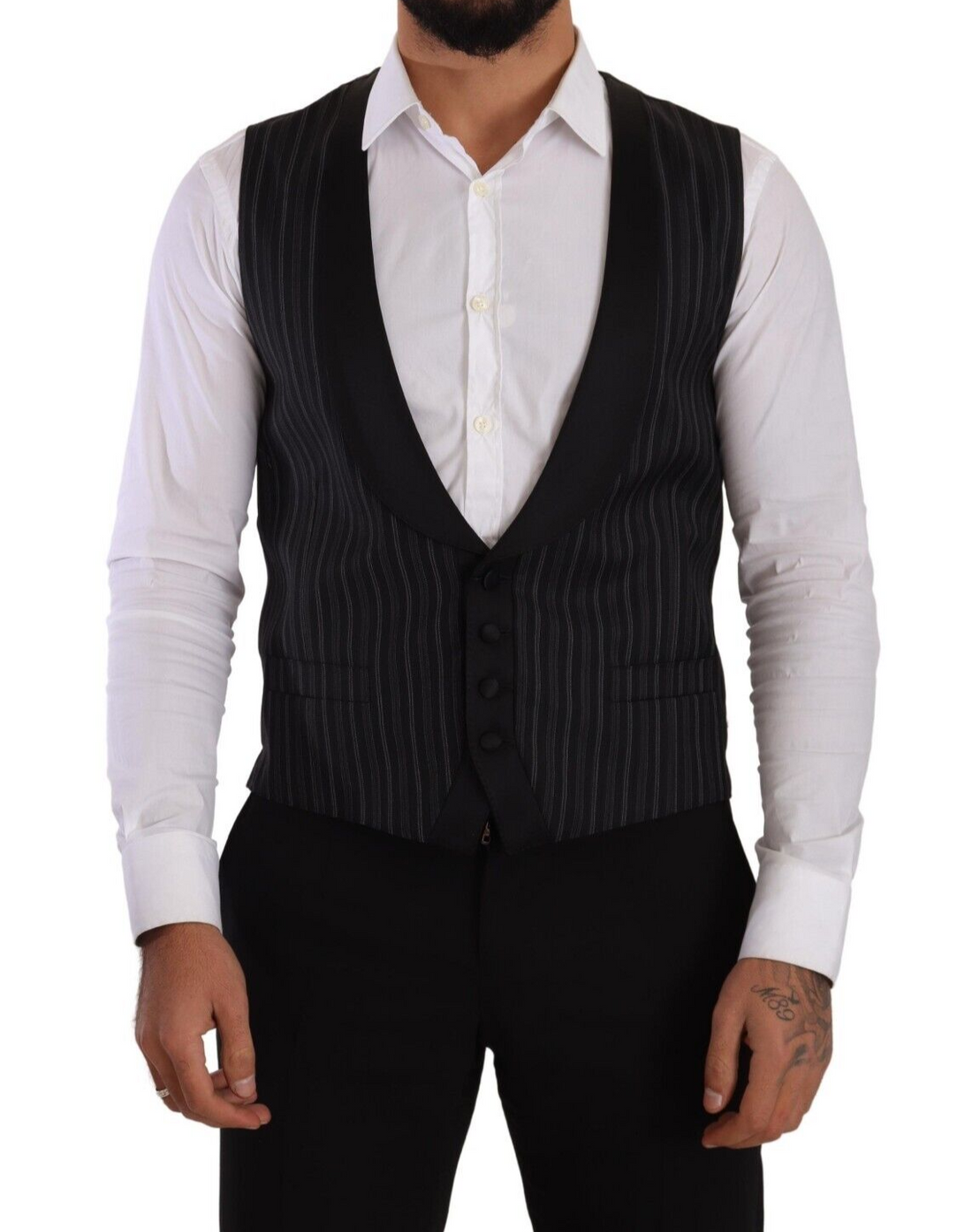 Dolce &amp; Gabbana Elegant Striped Formal Dress Vest