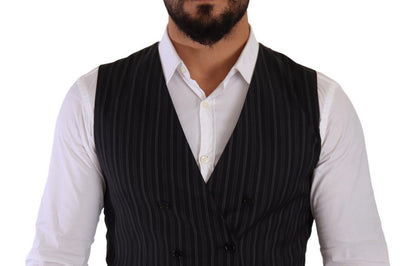 Dolce &amp; Gabbana Elegant Striped Double-Breasted Dress Vest