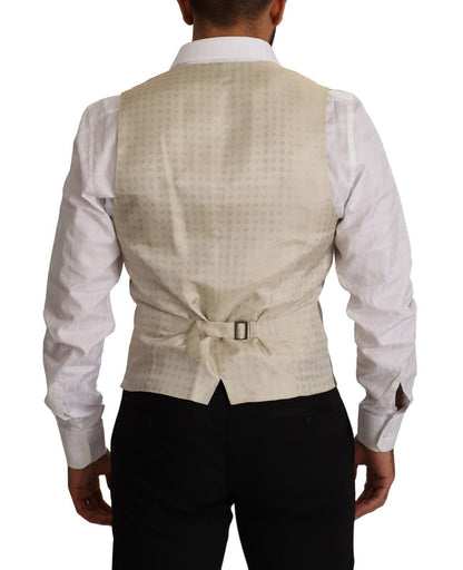 Dolce &amp; Gabbana Elegant Single Breasted Dress Vest in Beige